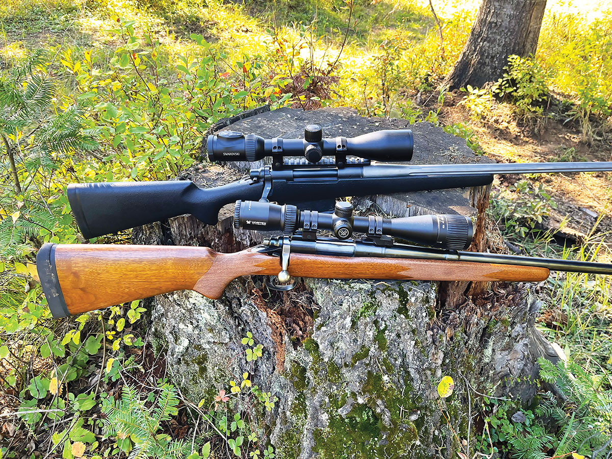 The Remington Model 722, chambered in 244 Remington (front) began production in 1948, while the Remington Model 700, chambered in 6mm Remington (rear) appeared in 1963. The 244 Remington and 6mm Remington are the same round, only twist rate differentiating these cartridges.